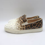 Christian Louboutin Manitoboat Spike Sneakers Leopard/White Ombre Patent Size 38