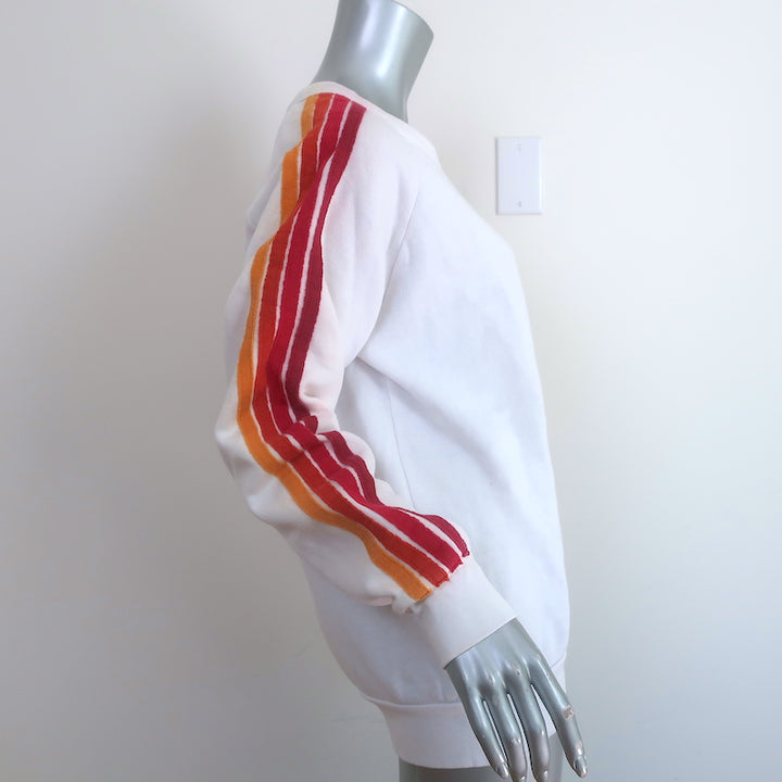 Aviator Nation 4 Stripe Crewneck Sweatshirt White Size Medium