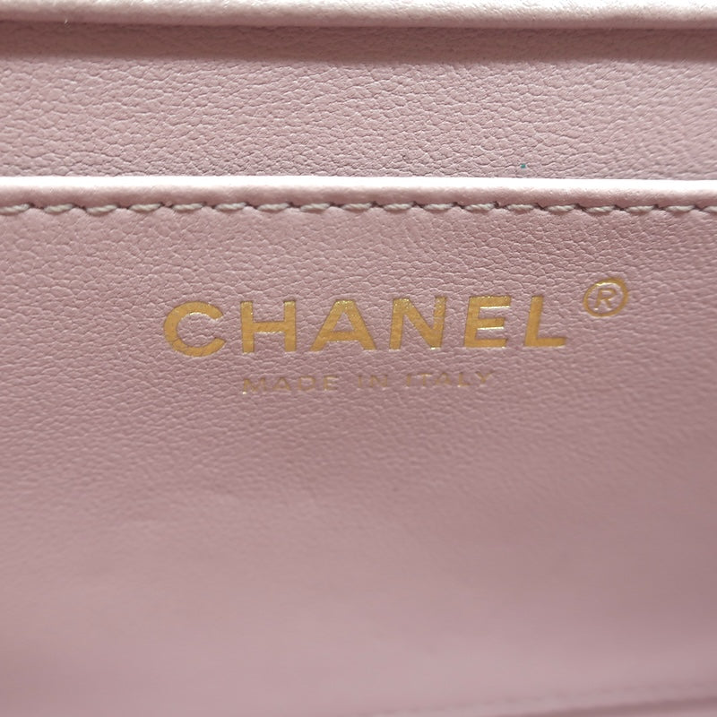 Chanel Pearl Twist Mini Flap Bag Blush Quilted Shiny Lambskin Leather Crossbody