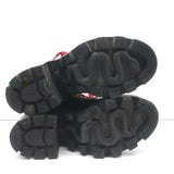 Gucci Trip Faux Pearl-Embellished Combat Boots Black Leather Size 38.5