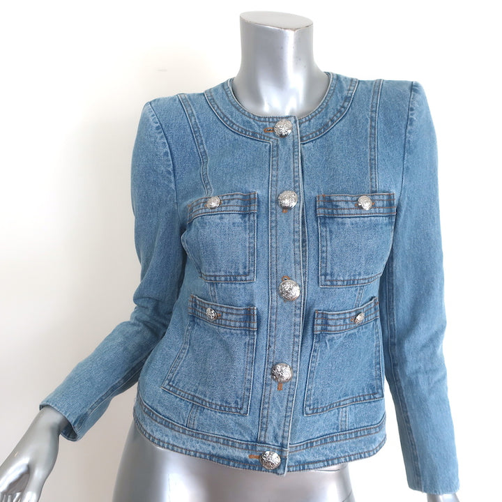 Veronica Beard Ferazia Denim Multi-Pocket Jacket Light Indigo Size 0
