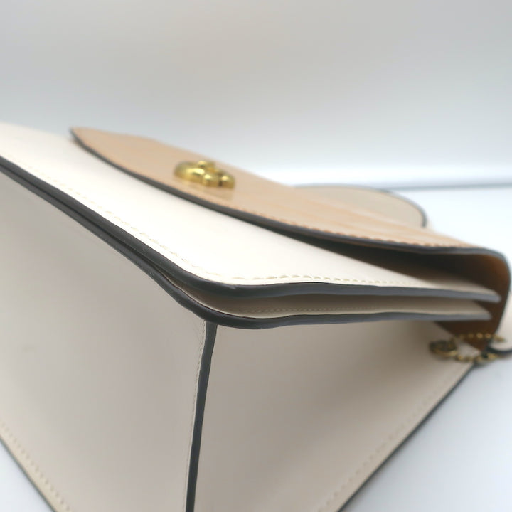 COACH Parker 32 Top Handle Bag Beechwood/Cream Croc-Embossed Leather