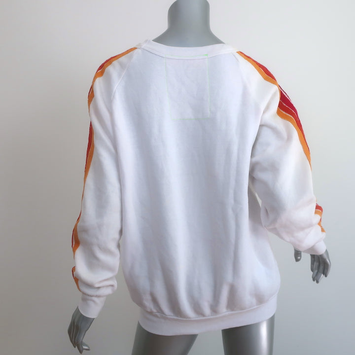 Aviator Nation 4 Stripe Crewneck Sweatshirt White Size Medium