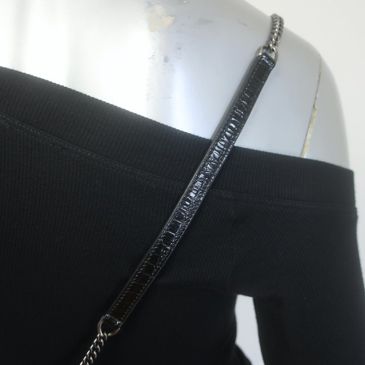 Saint Laurent Monogram Mini Lou Camera Bag Black Croc-Embossed Leather