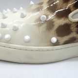 Christian Louboutin Manitoboat Spike Sneakers Leopard/White Ombre Patent Size 38