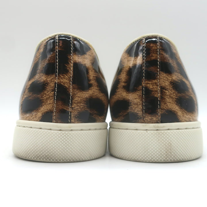 Christian Louboutin Manitoboat Spike Sneakers Leopard/White Ombre Patent Size 38