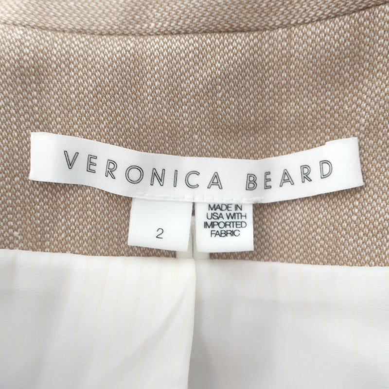 Veronica Beard Miller Dickey Jacket Khaki Linen Size 2 Double Breasted Blazer