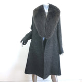 Fleurette Fox Fur Collar Wrap Coat Dark Gray Wool-Blend Size 14