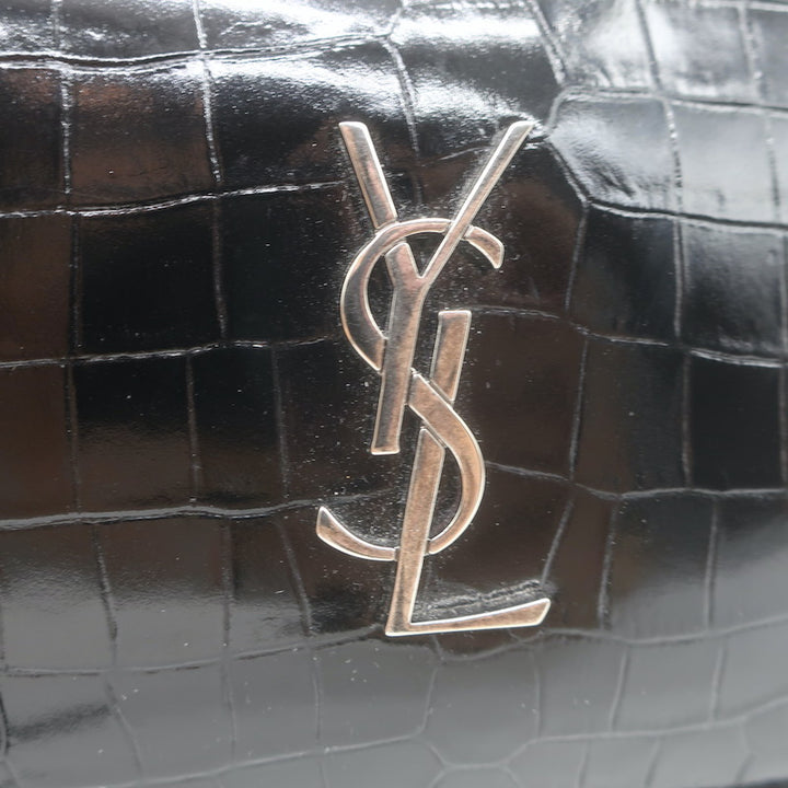 Saint Laurent Monogram Mini Lou Camera Bag Black Croc-Embossed Leather