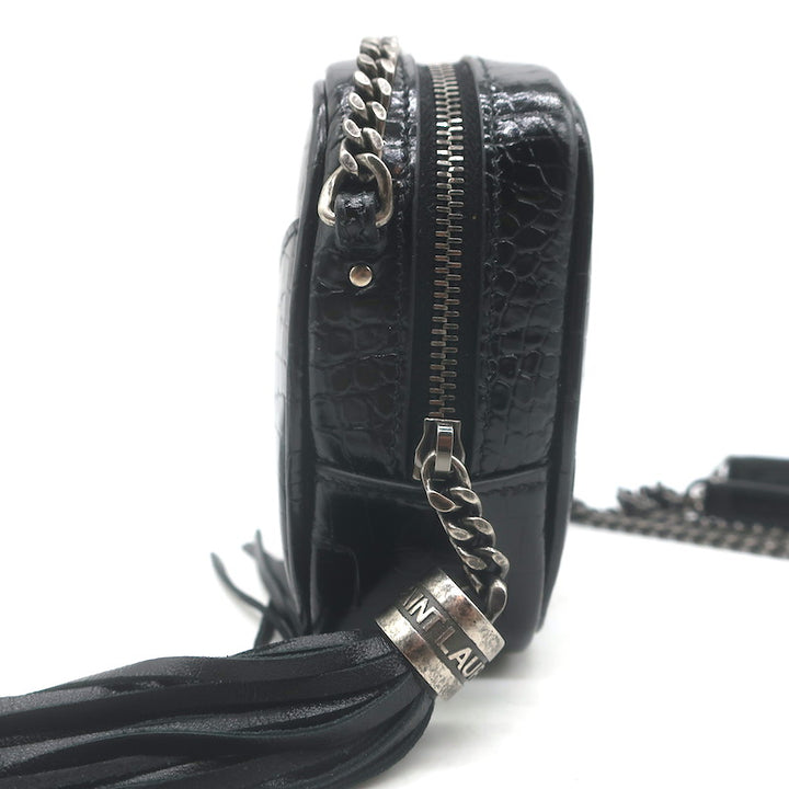 Saint Laurent Monogram Mini Lou Camera Bag Black Croc-Embossed Leather