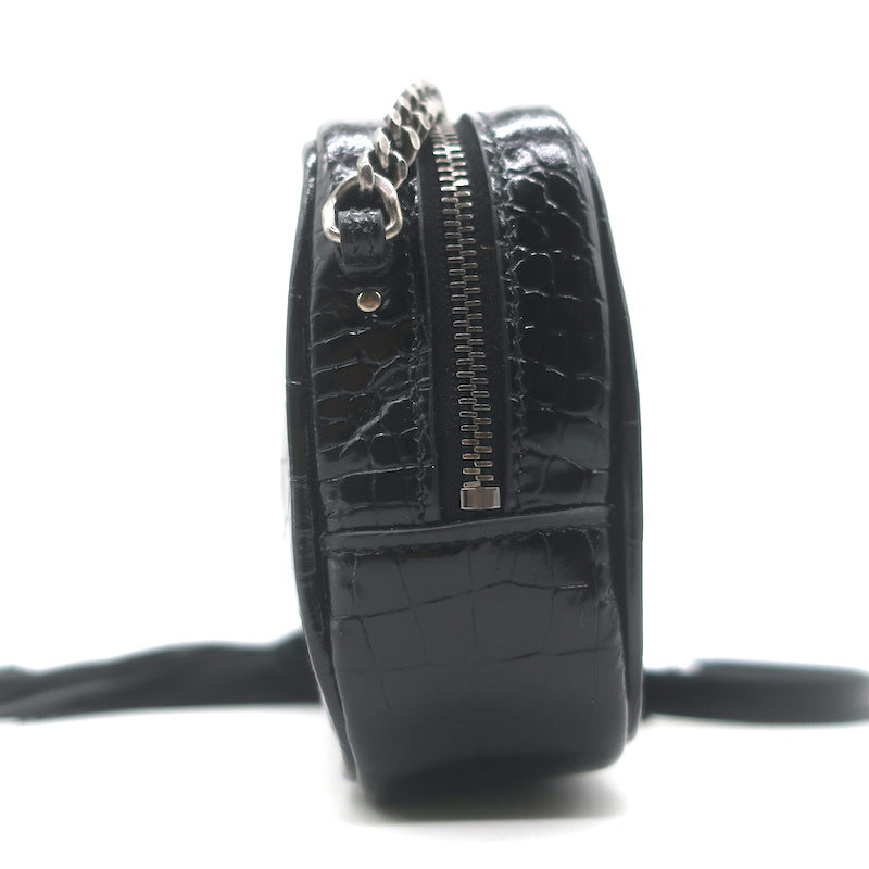 Saint Laurent Monogram Mini Lou Camera Bag Black Croc-Embossed Leather
