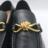 Bottega Veneta Astaire Knot Loafers Black Leather Size 39.5