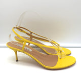 Aquazzura Divina 60 Thong Sandals Yellow Leather Size 38.5 Slingback Heels