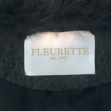 Fleurette Fox Fur Collar Wrap Coat Dark Gray Wool-Blend Size 14
