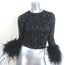 Alice + Olivia Delaina Sequined Feather-Cuff Top Black Size Extra Small