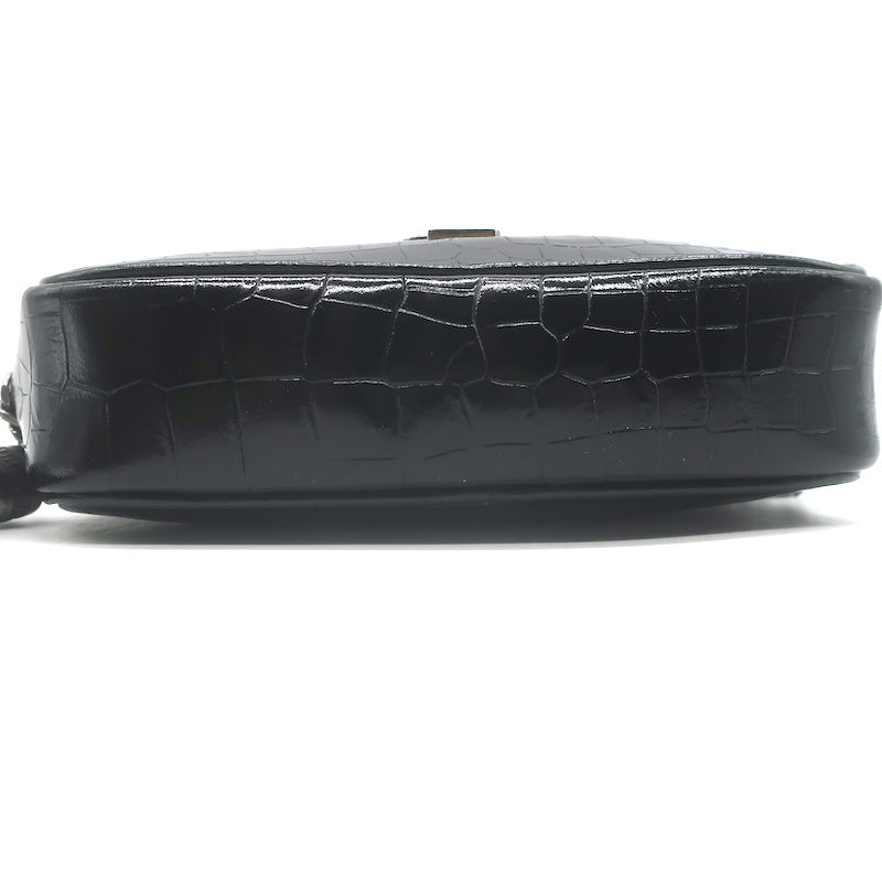 Saint Laurent Monogram Mini Lou Camera Bag Black Croc-Embossed Leather