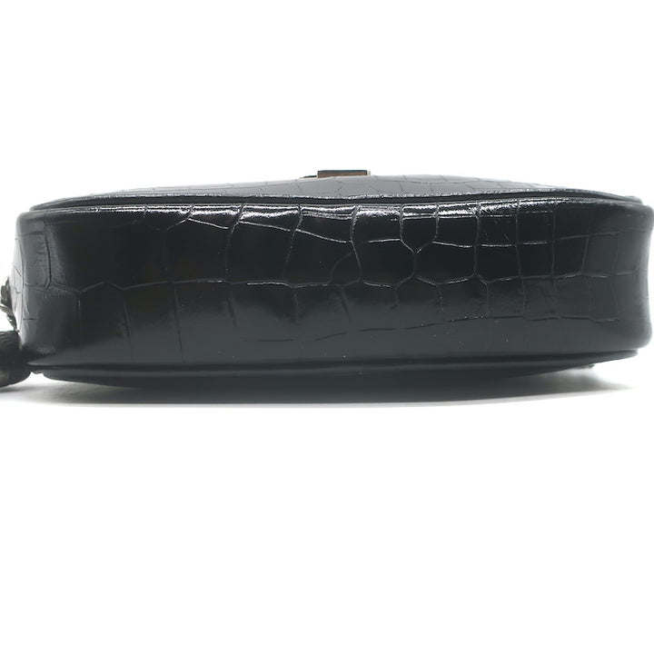 Saint Laurent Monogram Mini Lou Camera Bag Black Croc-Embossed Leather
