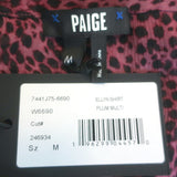 Paige Ellyn Blouse Plum Leopard Print Silk Size Medium Long Sleeve Top NEW