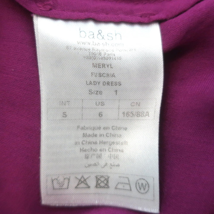 Ba&amp;sh Meryl Sleeveless Midi Dress Fuschia Floral Print Crepe Size Small