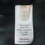 Fleurette Fox Fur Collar Wrap Coat Dark Gray Wool-Blend Size 14