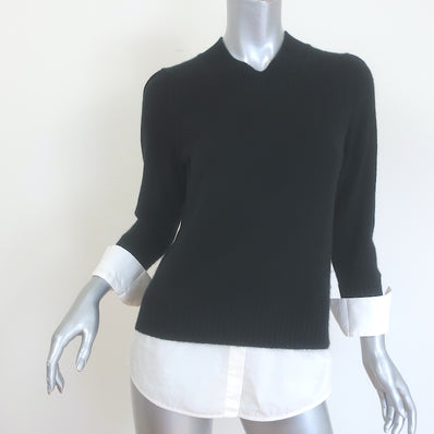 Brochu Walker Eton Layered Crew Looker Sweater Black Wool-Cashmere Size Small