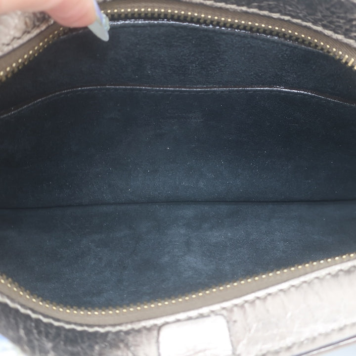Chloe Kerala 25 Metallic Leather Small Shoulder Bag Shiny Grey / Dark Gold NEW