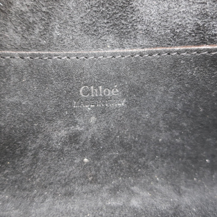 Chloe Kerala 25 Metallic Leather Small Shoulder Bag Shiny Grey / Dark Gold NEW