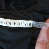 Alice + Olivia Delaina Sequined Feather-Cuff Top Black Size Extra Small