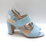 Manolo Blahnik Khan Slingback Sandals Light Blue Suede Size 40