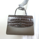 COACH Parker 32 Top Handle Bag Brown/Moss Croc-Embossed Leather Shoulder Bag