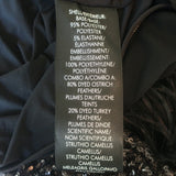 Alice + Olivia Delaina Sequined Feather-Cuff Top Black Size Extra Small