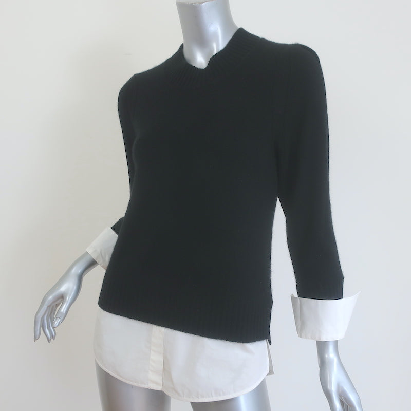 Brochu Walker Eton Layered Crew Looker Sweater Black Wool-Cashmere Size Small