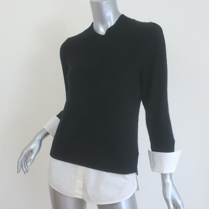 Brochu Walker Eton Layered Crew Looker Sweater Black Wool-Cashmere Size Small