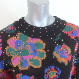 FARM Rio Lily's Garden Beaded Sweater Black/Multi Wool-Blend Size Extra Small