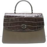 COACH Parker 32 Top Handle Bag Brown/Moss Croc-Embossed Leather Shoulder Bag