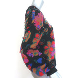 FARM Rio Lily's Garden Beaded Sweater Black/Multi Wool-Blend Size Extra Small