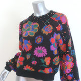 FARM Rio Lily's Garden Beaded Sweater Black/Multi Wool-Blend Size Extra Small