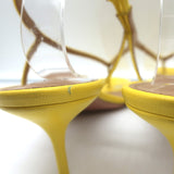 Aquazzura Divina 60 Thong Sandals Yellow Leather Size 38.5 Slingback Heels