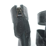 Alaia Cutout Platform Boots Black Lizard-Embossed Leather Size 38.5