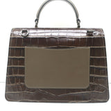 COACH Parker 32 Top Handle Bag Brown/Moss Croc-Embossed Leather Shoulder Bag