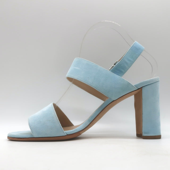 Manolo Blahnik Khan Slingback Sandals Light Blue Suede Size 40