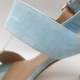 Manolo Blahnik Khan Slingback Sandals Light Blue Suede Size 40