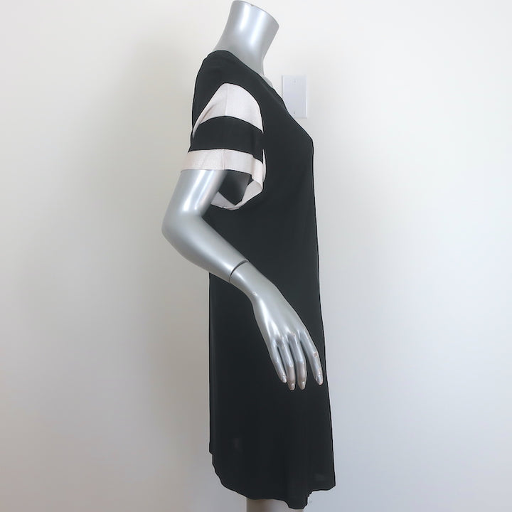 Rag &amp; Bone Penny Striped-Sleeve Mini Dress Black Silky Knit Size Large