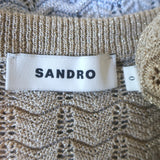 Sandro Zadine Metallic Chevron Knit Cardigan Gold/Blue Ombre Size 0