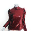 G. Label Goop Charlotte Sequin Top Red Size 8 Ruffle Shoulder Blouse
