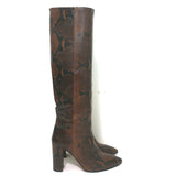 Paris Texas Snakeskin Print Knee High Boots Dark Brown Size 39