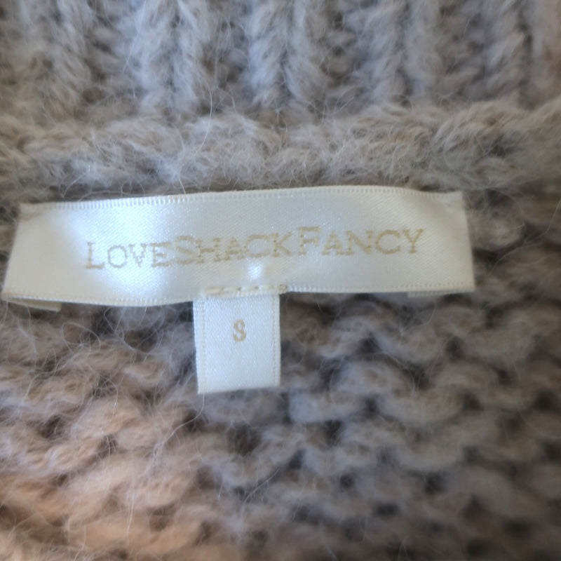 LoveShackFancy Emilie Floral-Embroidered Cardigan Oat Alpaca-Blend Size Small