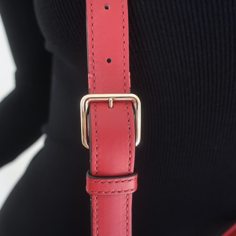 Valentino Candystud Striped Top Handle Bag Cream/Black/Red Leather Crossbody