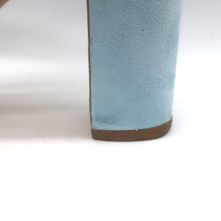 Manolo Blahnik Khan Slingback Sandals Light Blue Suede Size 40