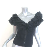 Anne Fontaine Azalee Ruffled Corset Top Black Cotton Size 40